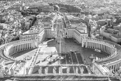 View of St. Peter Square and Rome skyline Stock Photos