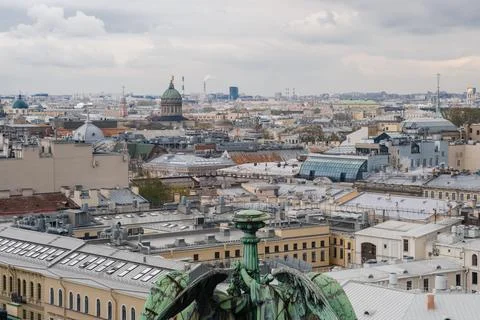 View of St. Petersburg Rooftops Featuring Iconic Domes and Architecture Under a Stock Photos