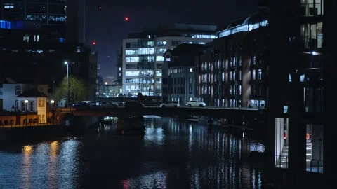View Of St Phillips Bridge From Castle Park At Night Bristol 4K Vídeo Stock 268008345