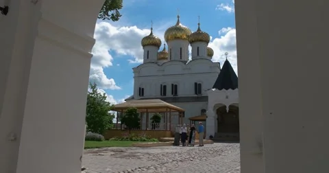 View of the St Trinity Cathedral. Ipatiev monastery. Kostroma Stock Footage 64591451