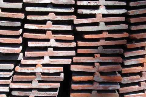View of a stack of ceramic roof tiles Stock Photos