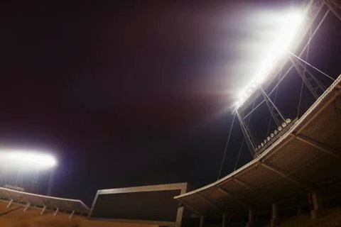 View of stadium lights at night Stock Photos