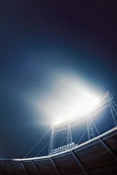 View of stadium lights at night Stock Photos