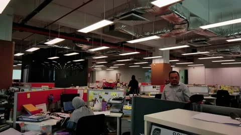 View of staff who work in office during Movement Control Order in Malaysia Stock Footage 150003172