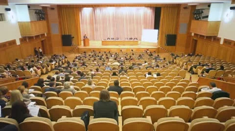 View on stage on first annual Financial Forum Stock Footage