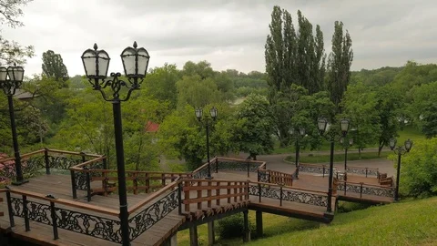 View of Staircase Uphill Observation Deck Beautiful Fresh Landscape in a Valley 動画素材 71633352
