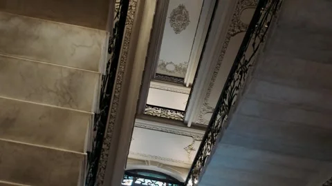 View of the stairs in the building from below Stock Footage 296096700