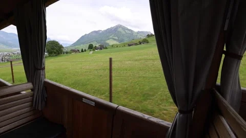 View of Stanserhorn-Bahn cable car ride in Switzerland. Video stock 343668543