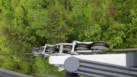View of Stanserhorn-Bahn cable car pulley system, Switzerland. Video stock 343668558