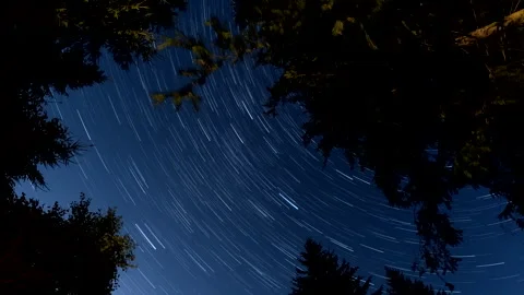 View of star movement at night Stock Footage 253385776