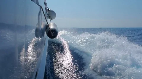 View of the starboard side of a ship sailing across the mediterranean sea Stock Footage 116199337