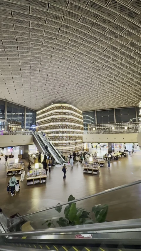 View of Starfield Library in COEX Mall in the evening Stock Footage 306762508