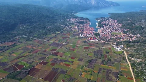 View of Stari Grad Plain Hvar Island in Croatia Stock Footage 264273693