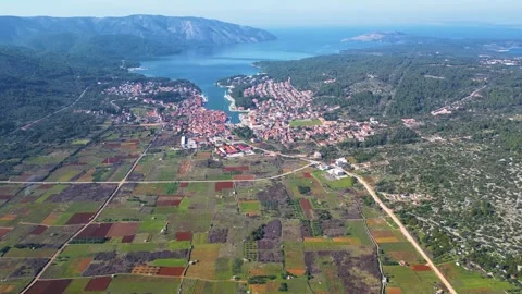 View of Stari Grad Plain Hvar Island in Croatia Stock Footage 264503706