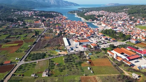 View of Stari Grad Plain Hvar Island in Croatia Stock Footage 264503791