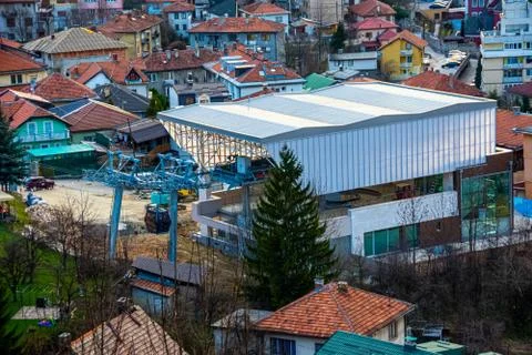 View to the starting point of Trebevic Cable car Stock Photos