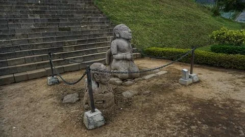 View of the statue of Candi Cetho, a Hindu temple Stock Photos
