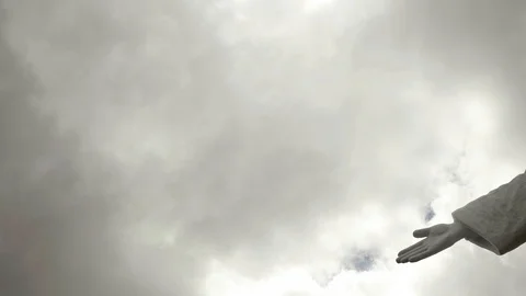 View of Statue Christ the Redeemer is statue of Jesus Christ in Rio de Janeiro. Видео 125288193