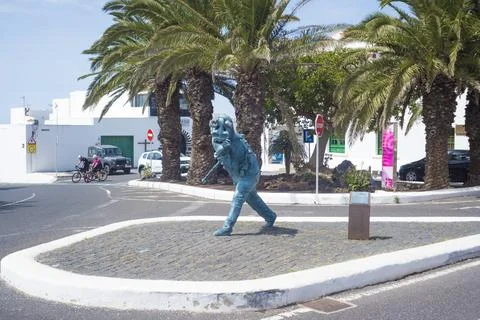 View on the statue Elegua, el diablillo de Teguise Stock Photos