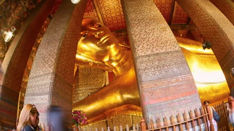 View of the statue inside the Wat Pho temple in Bangkok Stock Footage 66752020
