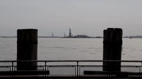 View of Statue of Liberty from The Battery Stock Footage 152430838