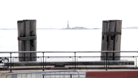 View of Statue of Liberty from The Battery Stock Footage 152430864