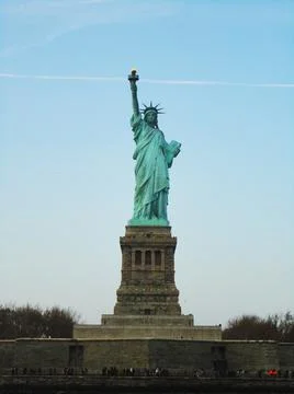 View of Statue of Liberty in a cold day Stock Photos