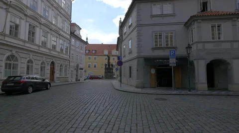 View of a statue in Maltese Square, Prague Stock Footage 55634437
