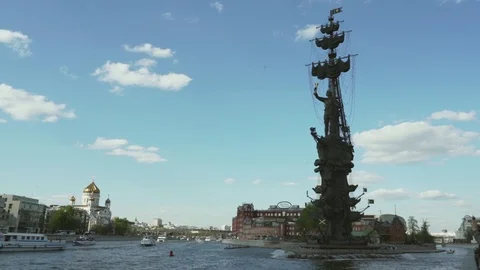 View of The statue of Peter the Great, Moscow, Russia Stock Footage 112363860