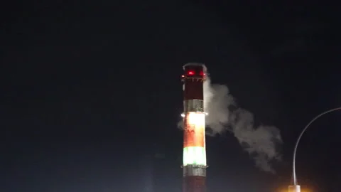 View of the steam pipe against the night sky Stock-Footage 297389739
