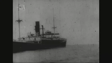 View of steamer in sea Stock Footage