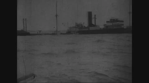View of steamer in sea Stock Footage
