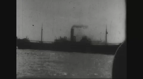 View of Steamer in sea Stock Footage