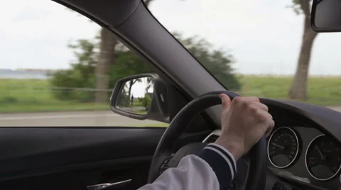 View of the steering wheel and dashboard Stock Footage 50619776