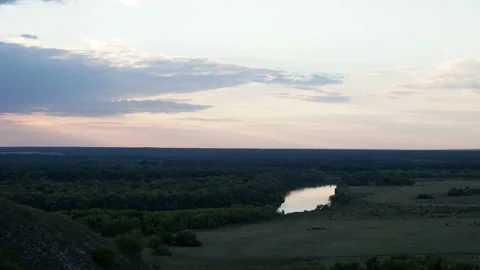 View of steppe and upper river Don in Russia. Beautiful summer landscape Video stock 137581352
