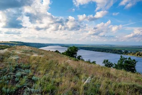 View of steppe and upper river Don in Russia. Beautiful summer landscape 写真素材