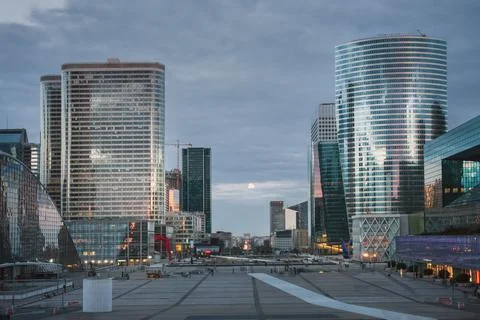 View from the steps of the Grande Arche de la Defense Stock Photos