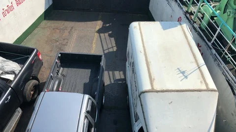 View from the stern of the ferry while sailing Stockbeeldmateriaal 107075802