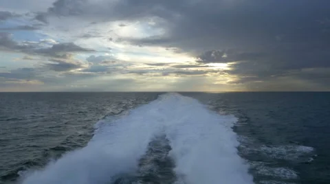 View from the stern of a ship Stock Footage 55252534