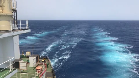 View of the stern of a ship Stock Footage 258673137