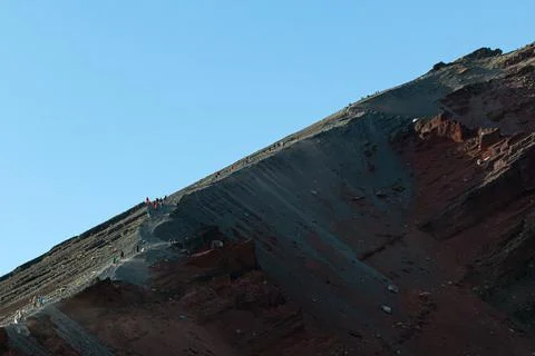 View of the stip volcanic surface of Mount Rinjani, Lombok, Indonesia Stock Photos