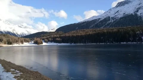 View of St.Moritz lake, Switzerland Stock Footage 247037096