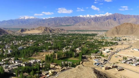 View of the Stok Range, Leh, and the Indus Valley, Leh, Ladakh, India Видео 288484908
