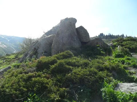 View of a stone block in the mountains  Stock Photos