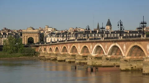 View of the stone bridge at Bordeaux Video stock 53102119