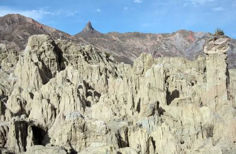 View of stone formations in Moon Valley, Bolivia Stock-Fotos