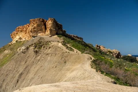 View to stone hill in Malta Stock Photos