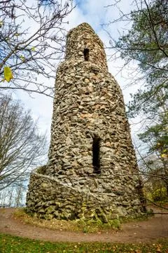 View of the stone observation tower Stock Photos