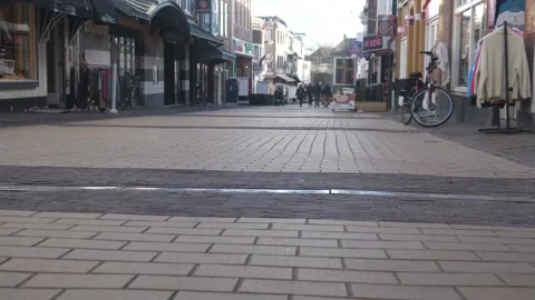 View of the stone pavement of the main shopping street Stock Footage 137273942