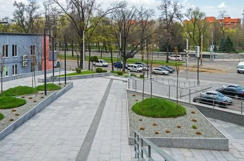View from stone stairs to lower part of the city Stock Photos